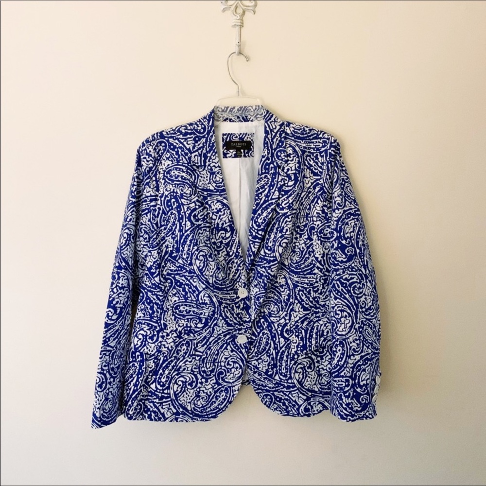 NWOT Talbots Blue Paisley Lightweight Blazer